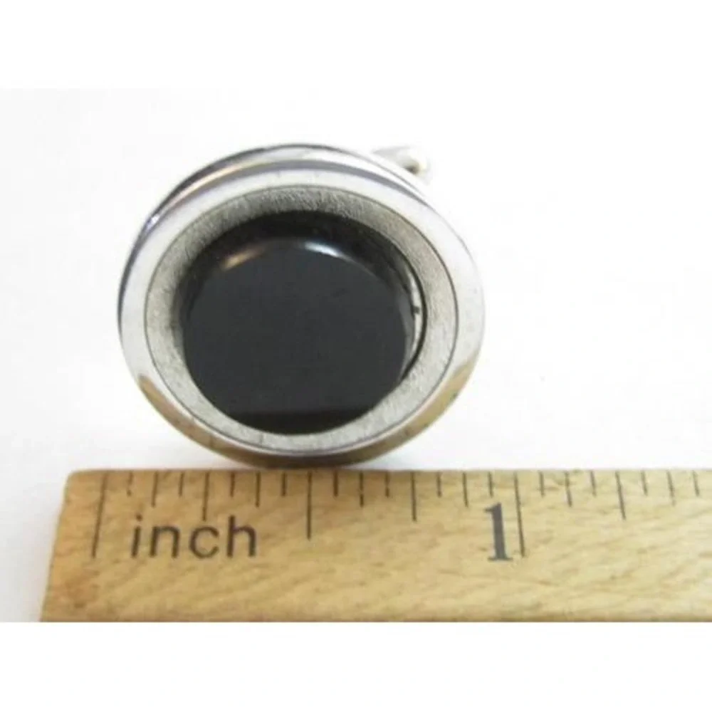 Vintage Silver Plated Black Cabochon Signed Hickok Cufflinks‎ Men's Jewelry